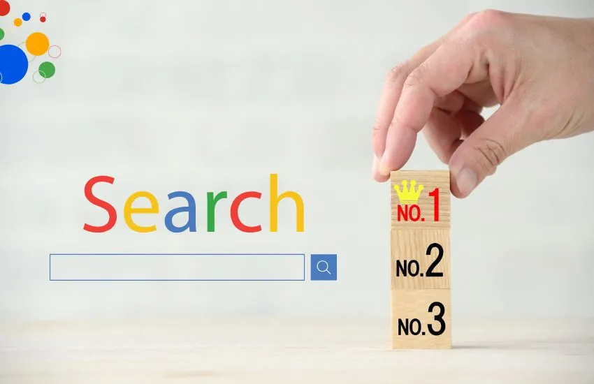 Μπάρα google search, μικρά εικονίδια με χρώματα της google και ένα χέρι που πιάνει την θέση νούμερο ένα